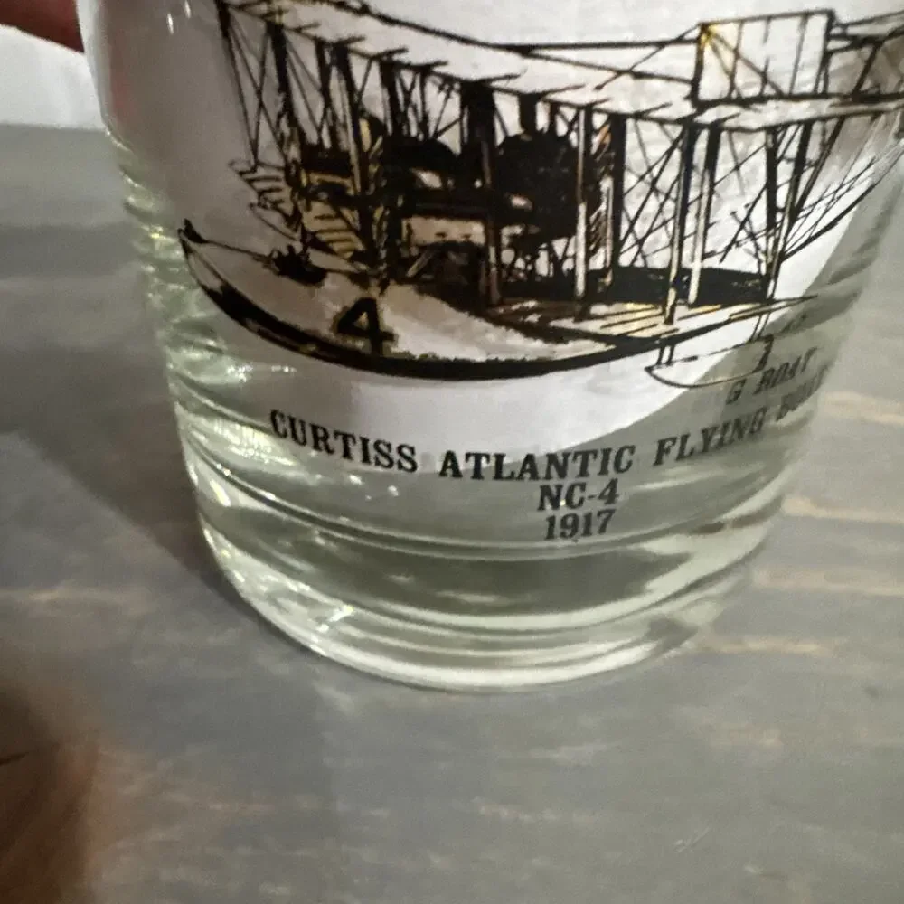 Vintage ‘Plane’ Bar Glass Tumbler 3 1/2